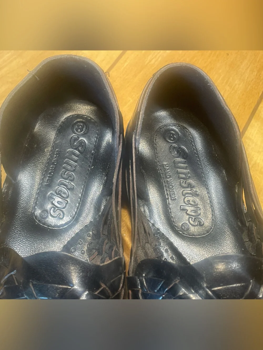 Sunsteps Men's Black Hand Woven Leather Slip-On Loafers Size 8